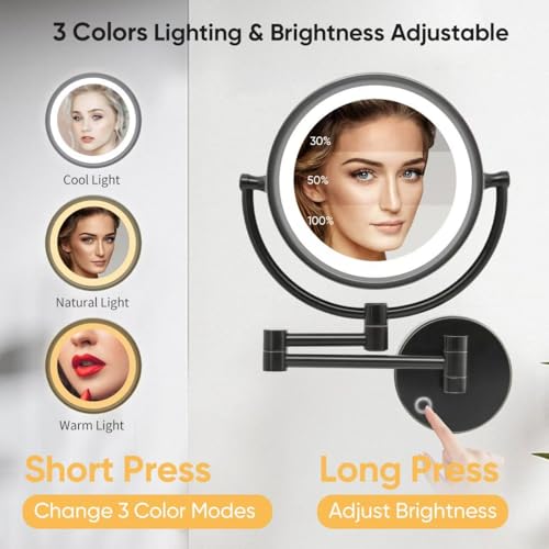 Espejo de Maquillaje GURUN con 10X y 3 Tono LED miniatura 3