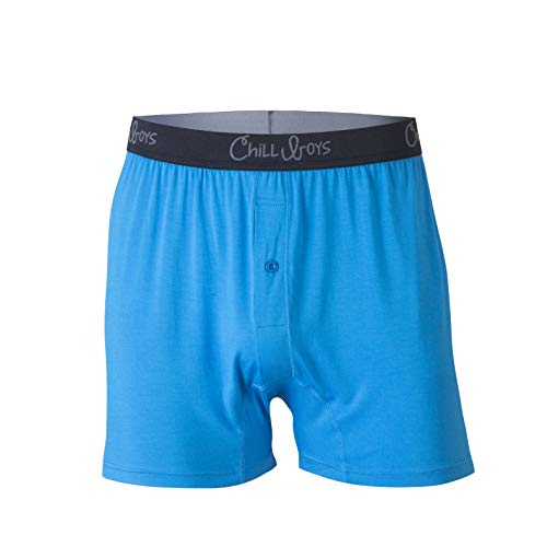 Soft Bamboo Boxers for Men - Cool Comfortable, Breathable Mens Underwear - Boxer Shorts by Chill Boys (Medium Blue)