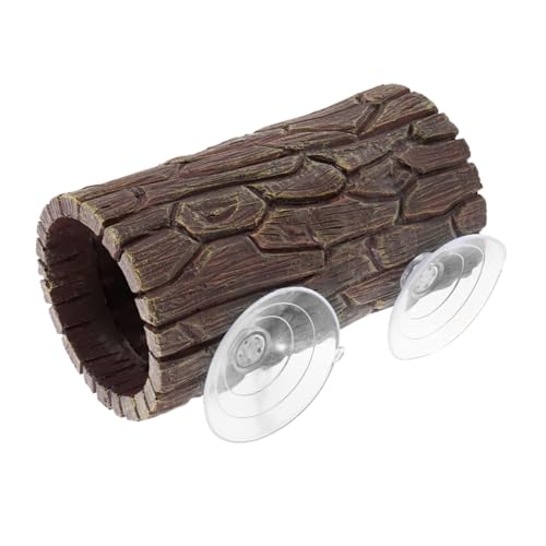 HEMOTON Lizard Hideout Decor with Suction Cups Realistic Tree Trunk Design for Reptiles Amphibians Fish Easy Installation Accessory Naturalistic Habitat Enhancer
