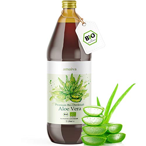 Aloe Vera Saft 100% BIO - Premium Qualität mit 1.200mg Aloverose kontrolliert und abgefüllt in Deutschland
