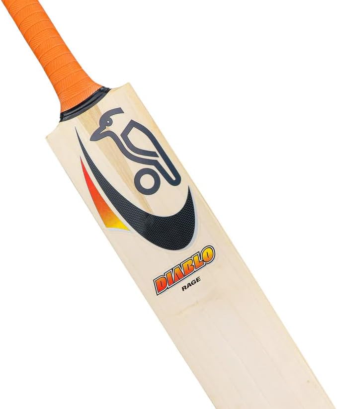 Kookaburra Retro Diablo Rage English Willow Cricket Bat- Short Handle Adult Standard Weight | Free Knocking & Preparation Included | 1-Year Warranty | Anti-Scuff Face | Bat Cover Included