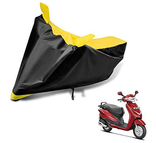 Image of Auto Hub Scooty Cover Compatible with Hero Duet with Mirror Pocket, Dustproof, Heat Resistant, Triple Stitched, Duet Scooty Cover- Black, Yellow