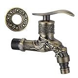 Grifo Antiguo Faucet, 1/2 Grifo Exterior Jardin Decorativo, Grifo de Pared para Lavabo, Grifo Tallado en Forma de Dragón, Genérico Antiguo Faucet para Cocina Baño Jardín (Bronce)