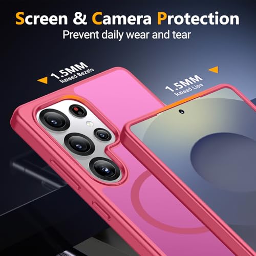 Image of SPIDERCASE Magnetic for Samsung Galaxy S25 Ultra Case, [3 Stand Ways][ Military Grade Drop Protection] with Invisible Stand Slim Phone Case for S25 Ultra 5G,Rose Red