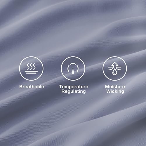Image of Andency Bluish Grey King Sheets Set 100% Viscose Derived from Bamboo | Cooling Summer Sheets, Deep Pocket Up to 16 inch, Silky Soft Hotel Luxury Breathable Bedding Sheets & Pillowcases