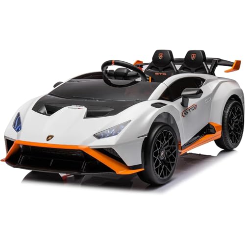 Image of Kawaii Kids Licensed Kids Rideon Car | Toyota Legender | Lamborghini | Manual Plus Remote Control | Lights and USB Music Player | Kids Age - 1-5 (Lamborghini, White)