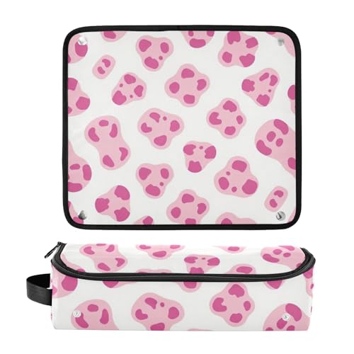 Bolsa de viaje para herramientas de cabello con tapete resistente al calor grande para planchas, rizadores y más diseño leopardo y rosa miniatura 3