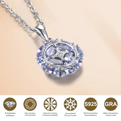 Pendant Necklaces for Women Setting Natural Gemstone Chrome Diopside Tanzanite Birthstone Pendants S925 Sterling Silver Cubic Zirconia Classic Style Fine Jewelry for Her3