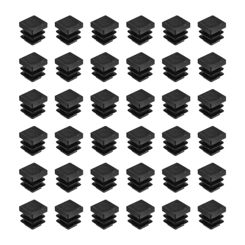 Image of uxcell 38Pcs Square Plastic Plugs, 13 x 13mm /0.51 x 0.51inch PE Pipe Tubing End Caps for 9-11mm /0.35-0.43inch Square Tube Furniture Chair Leg, Black