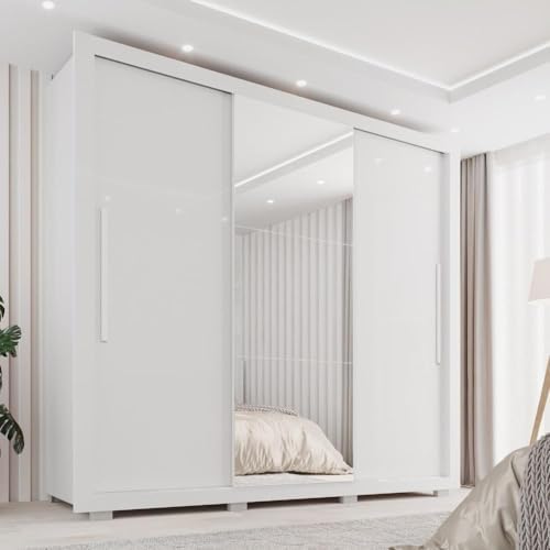 Guarda-roupa Casal com Espelho 3 Portas 4 Gavetas Costa Rica Bran...