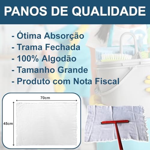 Pano de Chão Grande Grosso Saco Alvejado 45x70cm (Kit com 5)