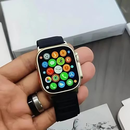 Image of Smartwatch with 49mm Display, Black Silicone Band, Compatible with iOS and Android for Men & Women