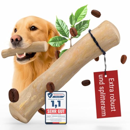 Heygret Kauknochen aus Kaffeeholz für Hunde M - Natürliches Kauspielzeug zur Zahnpflege & Stressabbau - Langanhaltende Beschäftigung mit nachhaltigem Kauholz - Kaustab