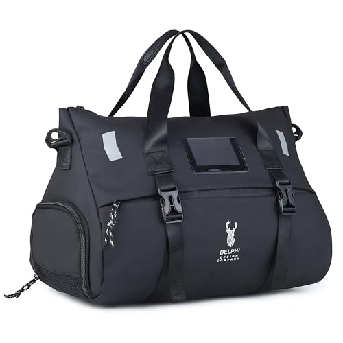 Image of Delphi Design Waterproof Gym & Travel Duffel Bag for Men & Women | Multi-Compartment Weekender Bag with Shoe Compartment, Dry-Wet Separation & Yoga Mat Holder | Black