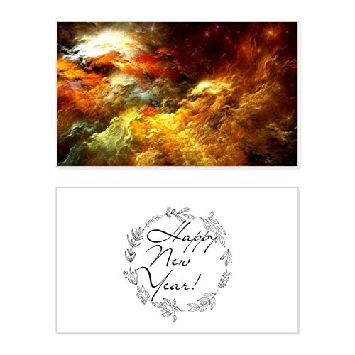 Tarjeta conmemorativa de Año Nuevo con paisaje de nebulosa, ideal para papelería de diseño.