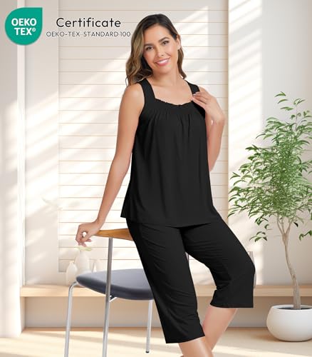 NACHILA Women's Bamboo Viscose Pajamas Set - Soft Sleepwear Sleeveless Tank Top Capri Pants S-XL
NACHILA Women's Bamboo Viscose Pajamas Set - Comfortable Loungewear Sleeveless Tank Top Capri Pants S-XL
NACHILA Women's Bamboo Viscose Pajamas Set - Sof
