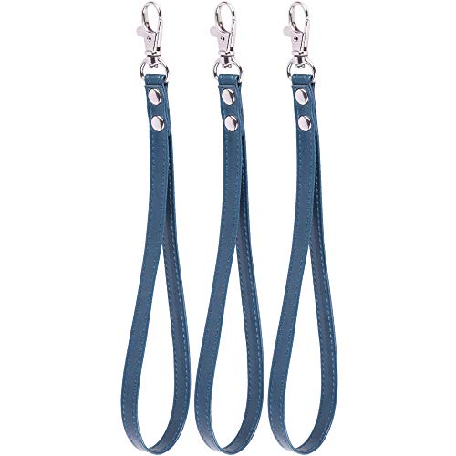 Hand Wrist Straps,Arae PU Leather [With Lock] for Cellphones/Cameras/USB Drives/Keychains/ID Name Tag Holders,3pcs pack,blue