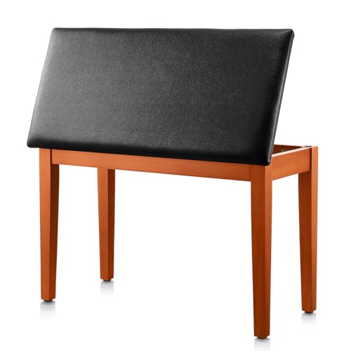 Donner Duet Piano Bench with Storage, Solid Wooden...