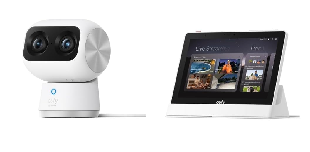 eufy S350 Indoor Security Cam,eufy Smart DisplayDual Kameras, 4K, Überwachungskamera innen mit 8× Zoom und 360° PTZ, K.I