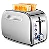Toaster 2 Slice Best Rated - Stainless Steel Toaster Easy To Use with Removable Crumb Tray Two Slice Toaster with 2 Slice Extra Wide Slots for Bagels, Cancel/ Defrost/ 6 Bread Shade Settings/ Reheat Function