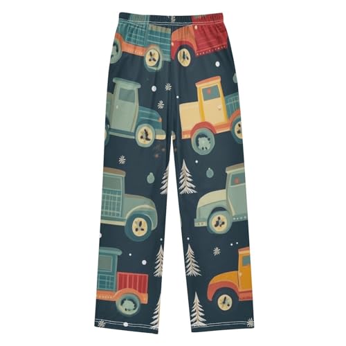 ZZXXB Xmas Trees Truck Boys Long Pants Soft Trousers Elastic Waist Kids Lounge Bottoms with Pockets S-XL2