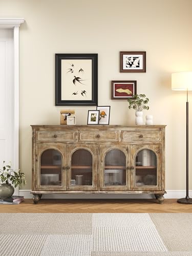 59.06' Farmhouse Sideboard Buffet Cabinet with...