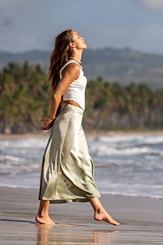 Image of Zeagoo Skirts for Women High Waist Skirt Elegant Midi Skirt Satin