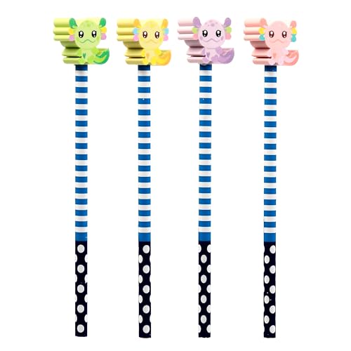 Bleistift- und Radiergummi-Aufsatz, Axolotl (Salamander) Zoo & Wildlife Themed Gifts