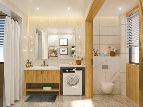 Tetote 40X30 Inch Bathroom Mirror, Silver Framed Wall Mounted Brushed Nickel Metal Rectangle Modern Vanity Mirror (Horizontal/Vertical) #TOP1