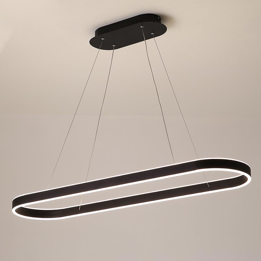 HXYSXHJUO LED Pendant Light Modern Square Chandelier Dimmable Hanging Ceiling Lamp with Remote Control, Linear Kitchen Island Lighting Fixture Dining Room Minimalist Chandeliers