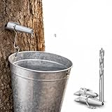 Maple Syrup Tree Tapping Kit - Includes (2) Maple Syrup Spiles and Maple Tree Tapping Drill Bit for Tap - Stainless Steel Spiles with Bucket Hook - Maple Tree Tapping Kit - Maple Syrup Supplies