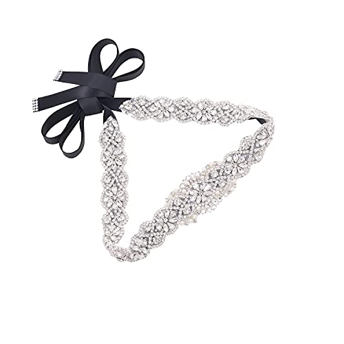 Wedding Sash Bridal Belt with Rhinestones Headband Crystal Bride Bridesmaids Sash for Gown