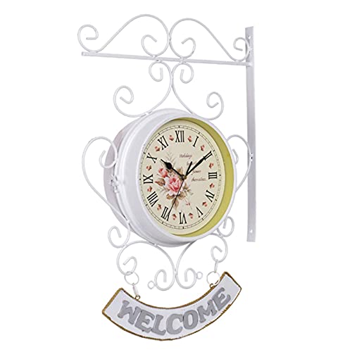AYCDL Orologio da Parete retrò in Metallo da 8 Pollici per Esterni, Impermeabile, Decorativo, per Interni, per Il Giardino, Silenzioso, Bellissimo Orologio da Parete.