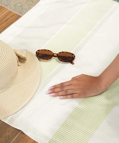 Image of Thirsty Towel by Doctor Towels, Dobby Bamboo Bath Towel Set of 2 | 200 GSM Quick Dry & Ultra Soft | Antimicrobial Bamboo Towels for Bath Large Size 140 x 70 cm for Men & Women - Yellow, Green