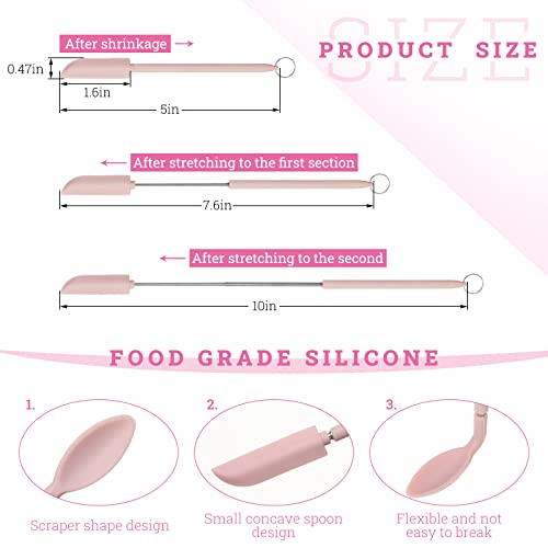 8 Pcs Makeup Spatula Set Adjustable Mini Silicone Spatula Reusable Small Scooper And Spoon Cosmetic Spatula Tiny Spatula For Cosmetics Kitchen Bottle Beauty Jar, 4 Colors #TOP1