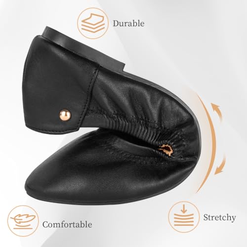 OFFCUP Damen Ballerina Leder, Klassische Flache Ballerinas, Runde Zehe, Freizeit Tanzschuhe, Weiche Leichte Bequeme Flats Schuhe Leicht - 40