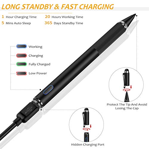 Stylus For Ipad With Palm Rejection, Meko Active Pencil Compatible With (2018-2020) Apple Ipad Pro (11/12.9 Inch),Ipad 6Th/7Th/8Th Gen/Mini 5Th Gen/Air 3Rd/4Th Gen For Precise Writing/Drawing (Black) #TOP4