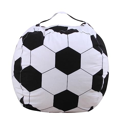 TOGEVAL Creative Stuffed Animal Storage Bean Bag Chair Fußball Muster Aufbewahrung Für Spielzeug Decken Und Kissen Für Kinderzimmer Und Spielräume Große Kapazität