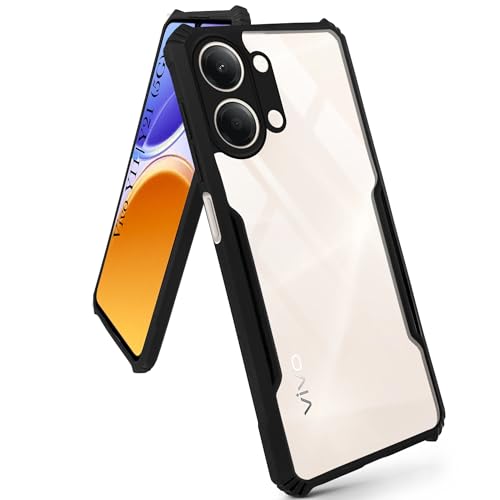 Image of Jkobi Hybrid Back Cover Case for Vivo Y11 | Vivo Y21 5G (Shockproof with Polycarbonate Clear Panel | Professional Black)