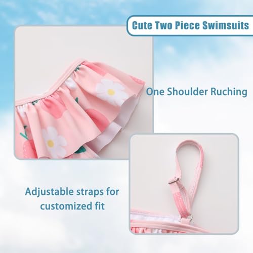 Image of Girls Two Piece Tankini Swimsuits Tie Dye Bathing Suit for Kids One Shoulder Swimwear 3-16 Years