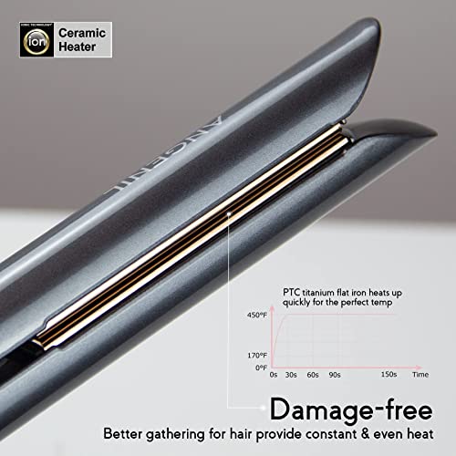 Image of ANGENIL Titanium Hair Straightener and Curler 2-in-1, Professional Flat Iron Curler in One, Double Tension Hair Straightener for Women, Styling Tools, 30S Fast Heating, (300F - 500F)