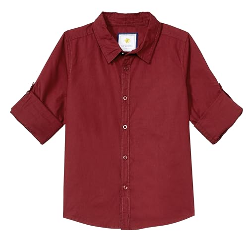 Image of Amazon Brand - Symbol Boys 100% Cotton Solid Casual Shirt | Full Sleeves | Regular Fit | Age 2-14 Years