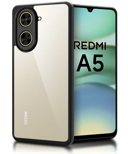 Image of WOW IMAGINE Shockproof Hybrid Back Cover for Redmi A5 | Poco C71 | Hard Slim fit Back Case | PC & TPU | Clear Transparent Case - Black
