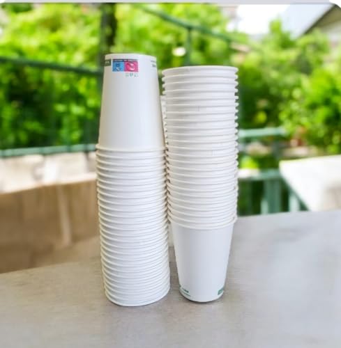 vidoelettronica Lot de 100 gobelets en papier biodégradable XXL 420 ml pour boissons froides chaudes The et Cappuccino Bière (100 verres)