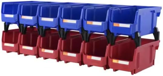 Hanging Stackable Storage Organizer Bins in Blue/Red (12-Pack) FL98811