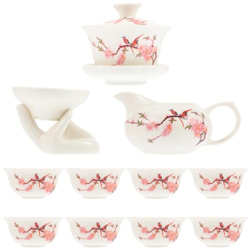 Juego de té Kung Fu de porcelana azul y blanca con tetera ergonómica y 8 tazas (12 piezas) 2