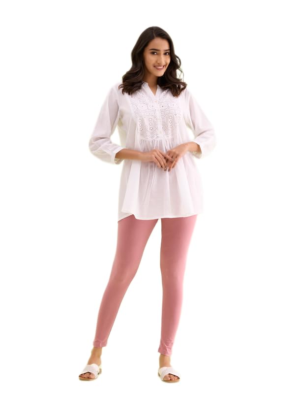 Image of GO COLORS Soft Cotton Stretch Ankle Length Leggings for Women | Breathable