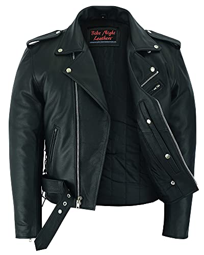 Daniel Smart Men Motorcycle Leather Jacket Black Economy Biker Leather Jacket With Concealment Armory Pocket #TOP6
