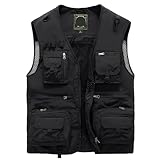 BOJHGO Sommer-Funktionsweste, atmungsaktiv und bequem, mehrere Taschen, Outdoor-Freizeitweste,...