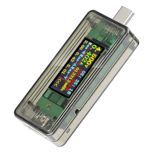 Intelligent USB C Voltages Current Tester with Dynamic Flows Display and Overheat Protections for Gadgets and Laptops USB C Power Meter
